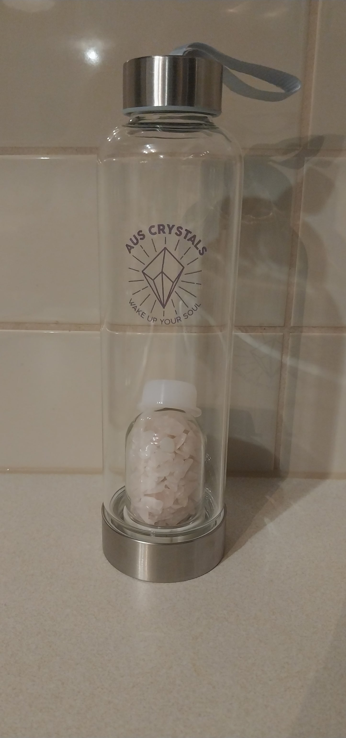 Rose Quartz Glass Drink Bottle