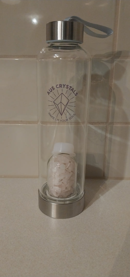 Rose Quartz Glass Drink Bottle