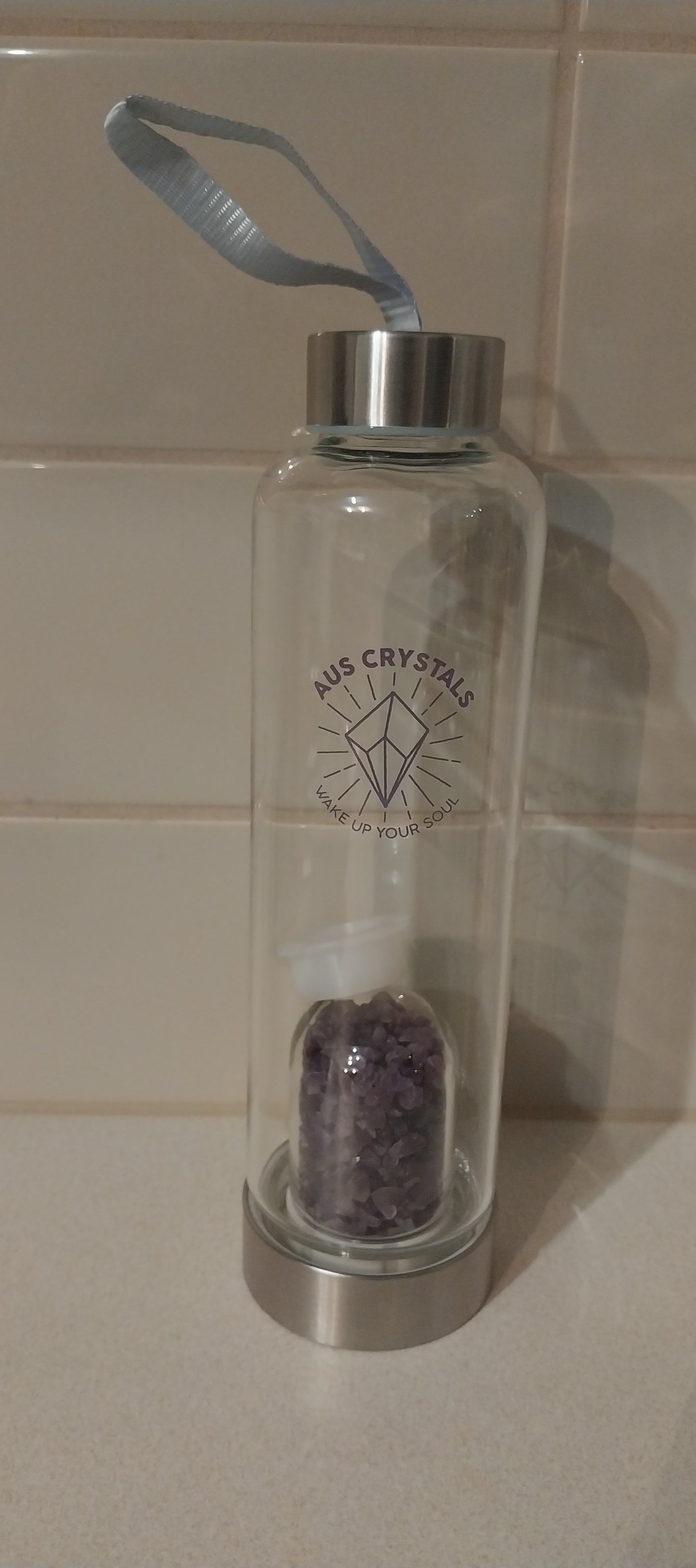 Amethyst Glass Water Bottle