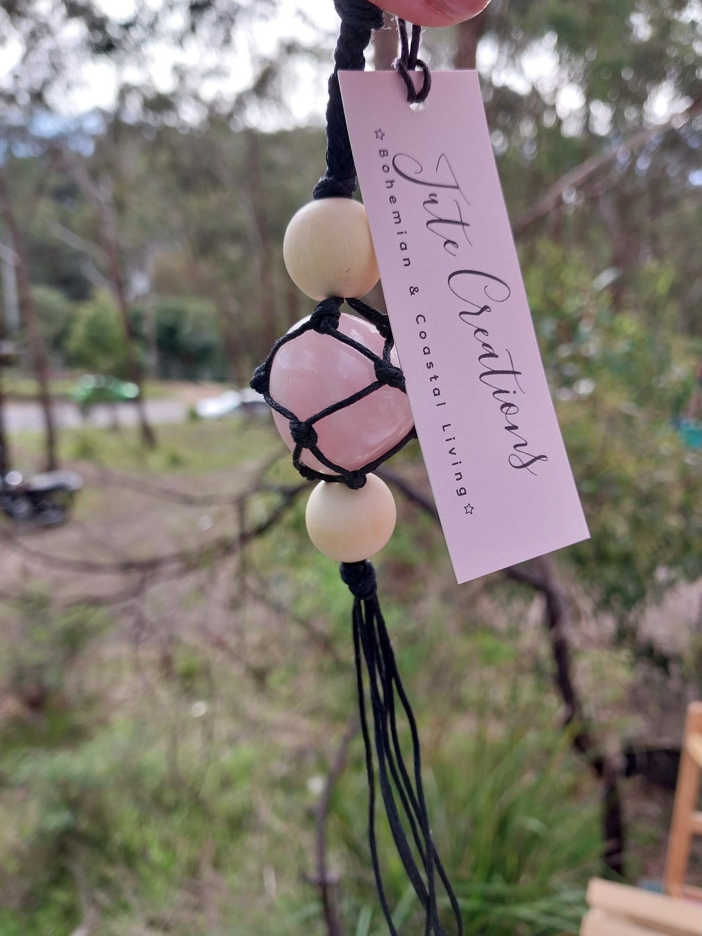 Rose quartz polished keychain