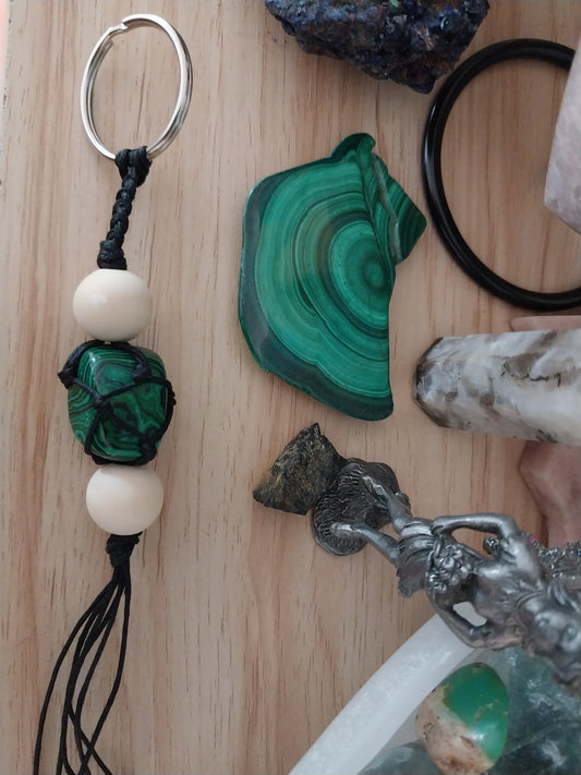 Malachite polished keychain