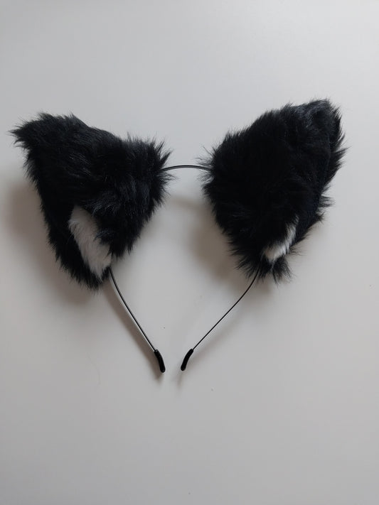 Fox ear head band - blk and white