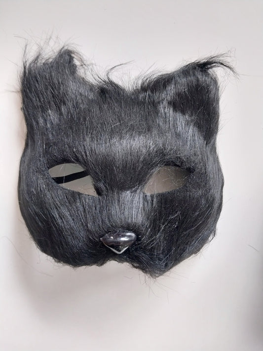 Dark grey faux fur fox mask