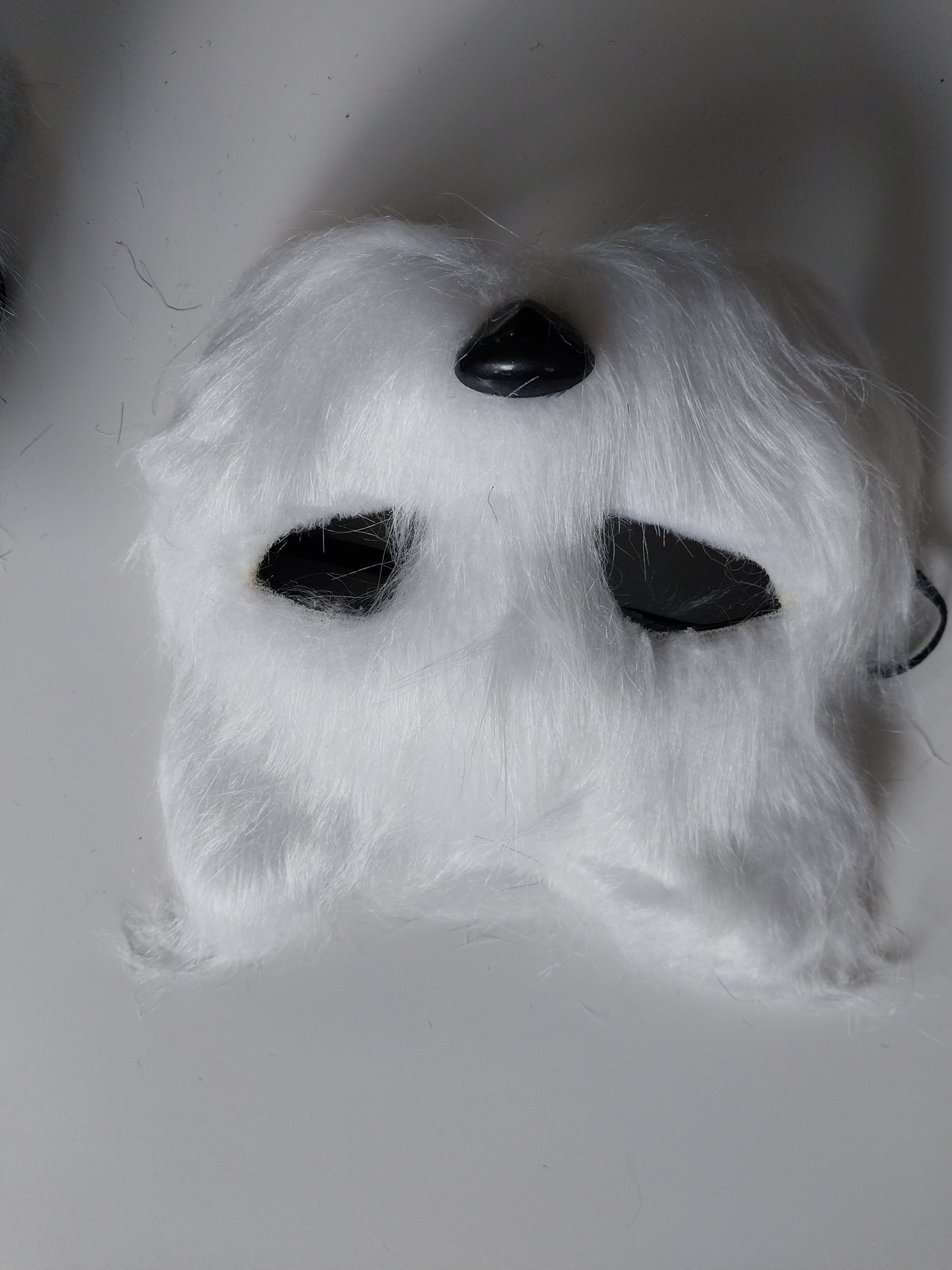 White faux fur fox mask