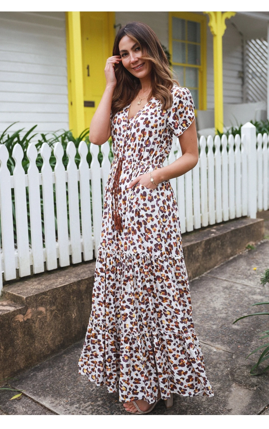 Leopard print boho dress size 12 L8L504671501000655003