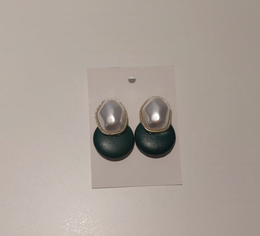 Forrest green and pearl drop studs