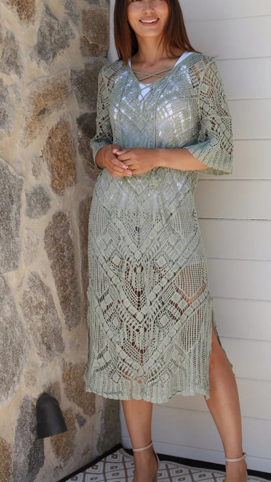 Sage crochet dress - free size