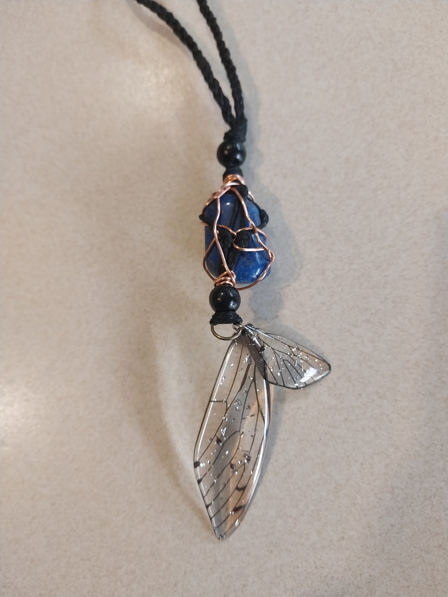 ANGEL WINGS, LAPIS & COPPER NECKLACE