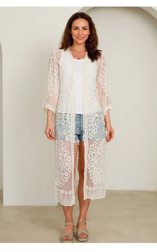 Lace cream cardi