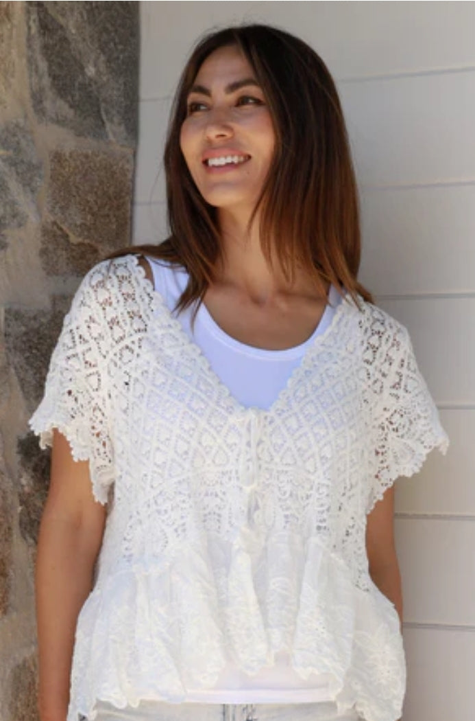 Crochet white cardi