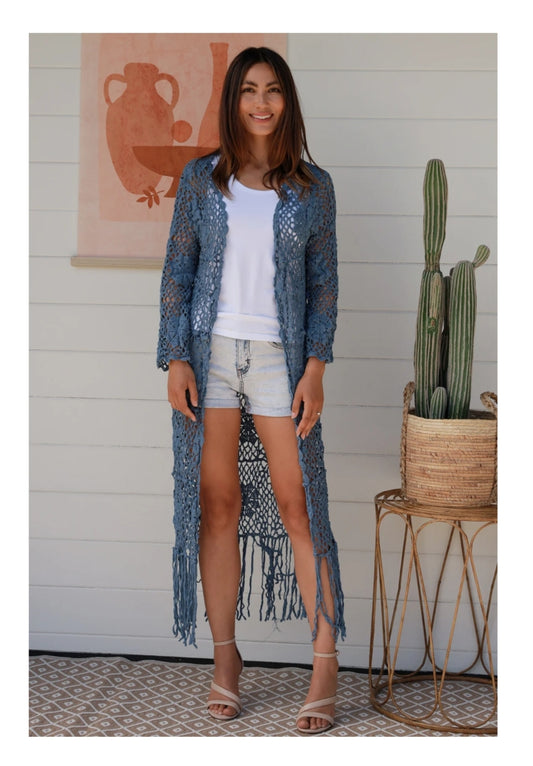 Crochet navy cardi