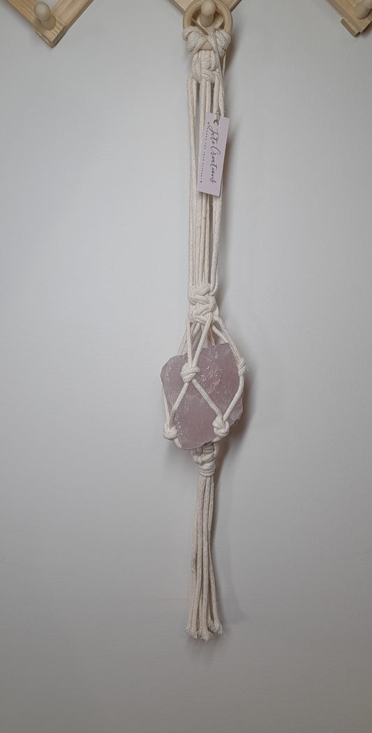 Large Rose Quartz Rough Crystal Macrame String